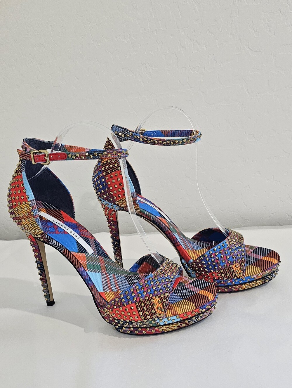 Gianni Bini Multicolor Studded Ankle-Strap Stiletto Heel Shoes Women Sz 6 & 9 - Picture 3 of 8